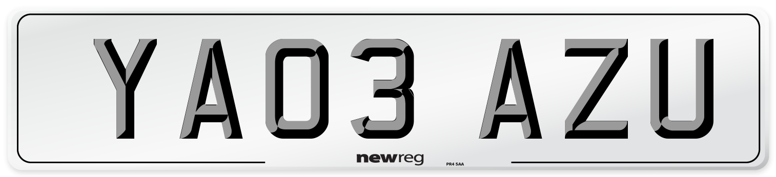 YA03 AZU Number Plate from New Reg